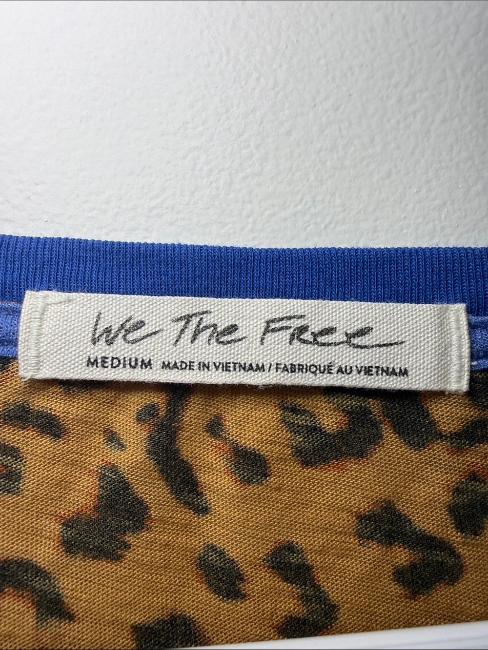 We The Free Blue & Brown Leopard Raglan V-Neck Top with Bandana Sleeves - Picture 2 of 5